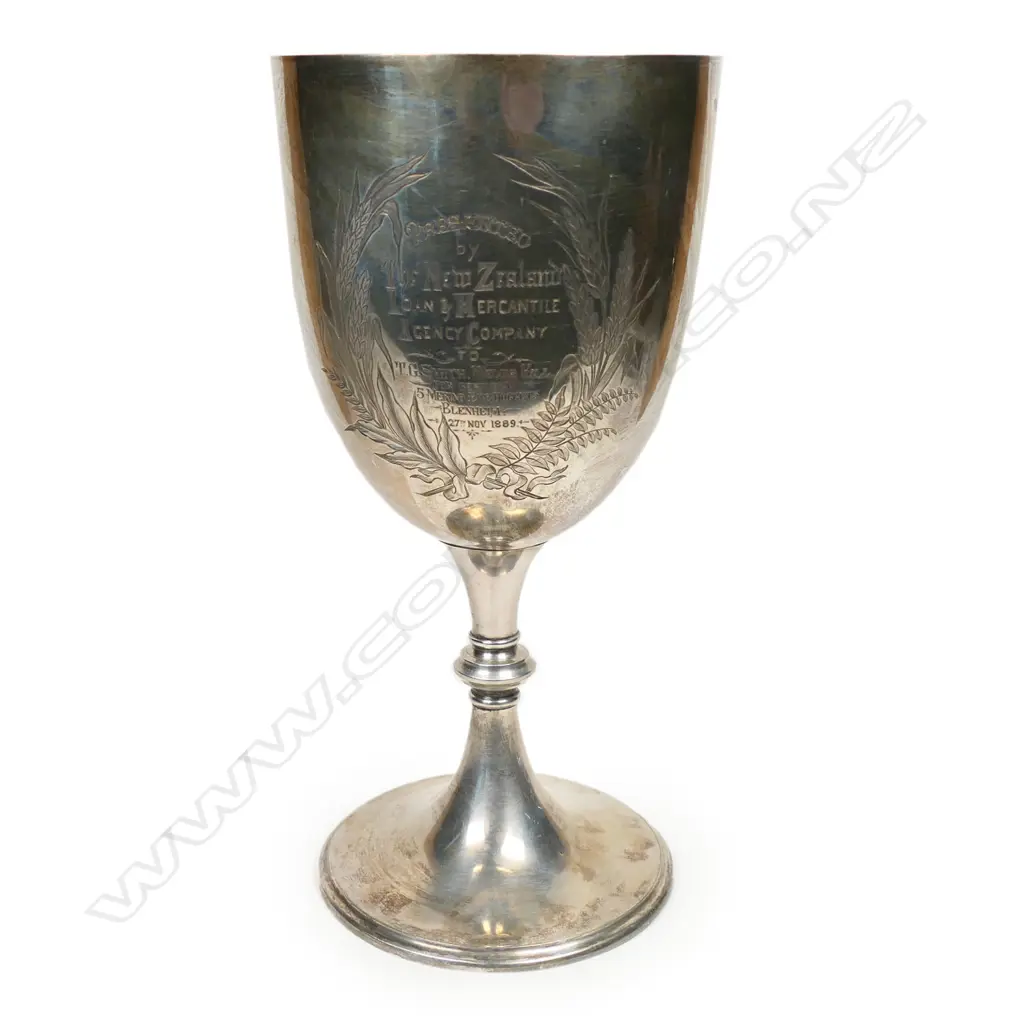 19thC silver agricultural  trophy with engraving attributed to A. W. Jones (Christchurch), Image 1++